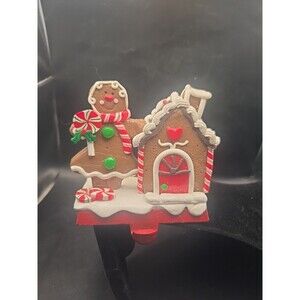 Gingerbread House w Gingerbread Girl Christmas Stocking  Hanger  Cast Iron Base
